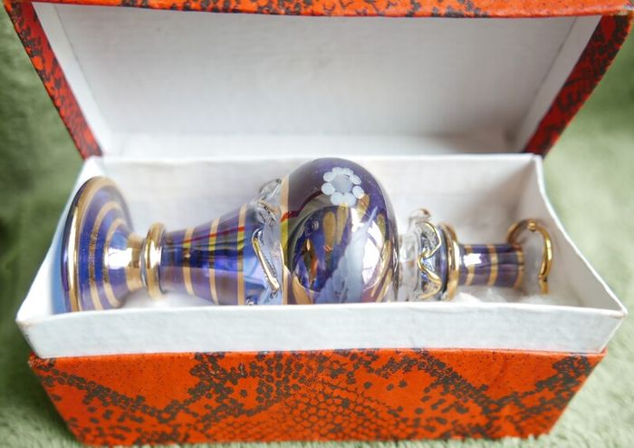 Vintage Blue Handblown Glass Perfume Massage Oil Bottle