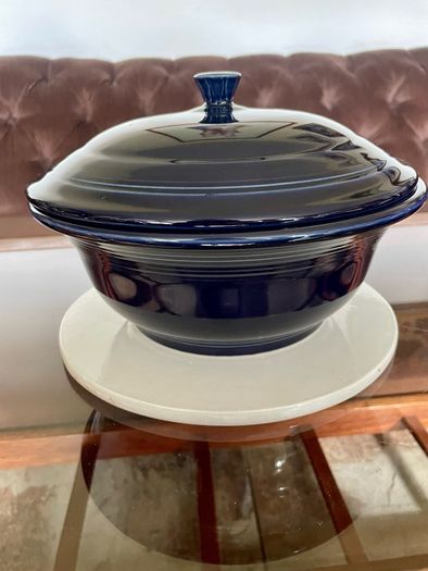 Vintage Fiestaware Cobalt Blue Covered Casserole Dish Homer Laughlin HLC with Lid USA Oven to Table