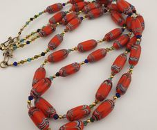 Antique Venetian Style Orange Trade Beads Necklace
