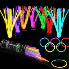 100 Glow Sticks Bulk Party Supplies Glow in The Dark Fun Party Pack with 8" Glowsticks and Connectors for Bracelets and Necklaces for Kids and Adults (FREE POSTAGE)