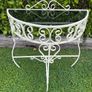 A vintage retro kitsch set of demilune wrought iron tables with glass toos c1950 Image 3