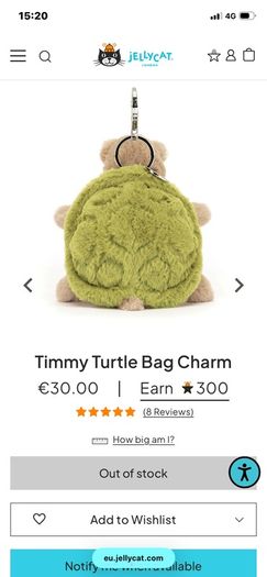 New JELLYCAT Timmy Turtle Bag Charm