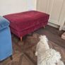 Burgundy Velvet Footstool Image 2