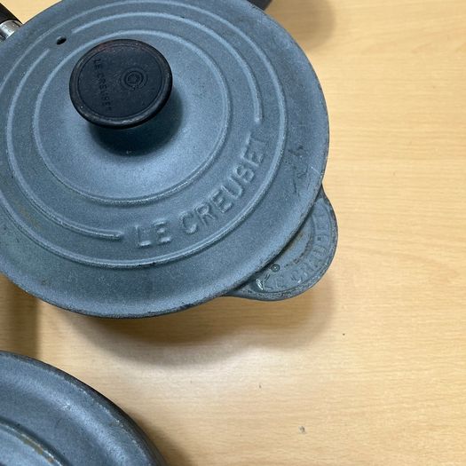 Set Of 3 Le Creuset Cast iron Enamel Pans 16 18 20cm Grey Farmhouse