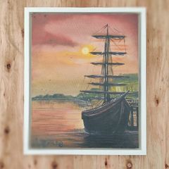 Mixed Media, Painting On Canvas -Tall ship at Cobh