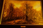 Framed print of oil painting COUNTRY COTTAGES By Clemens