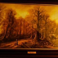 Framed print of oil painting COUNTRY COTTAGES By Clemens