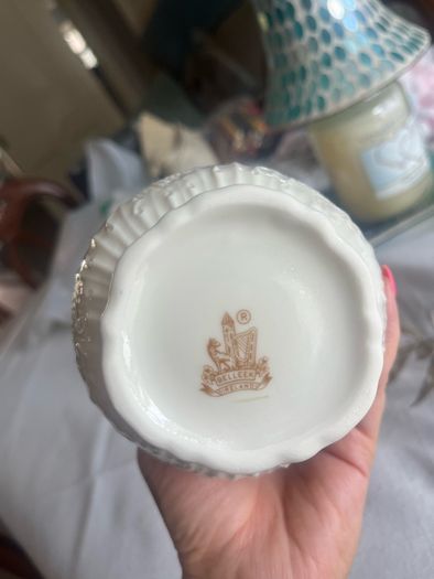 Vintage Beleek shamrock porcelain vase and Beleek shell milk jug