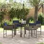 Garden Dining Set with Cushion Folding 5 pcs Grey Poly rattan Image 2