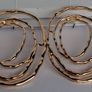 Gold Organic Abstract Concentric Oval Textured Hoop Earrings Image 5