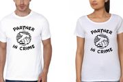 Partners In Crime Funny Couple White T-shirts Great Gift Present For Valentines Day Idea