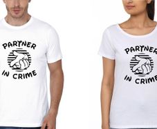 Partners In Crime Funny Couple White T-shirts Great Gift Present For Valentines Day Idea