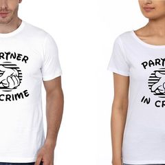 Partners In Crime Funny Couple White T-shirts Great Gift Present For Valentines Day Idea