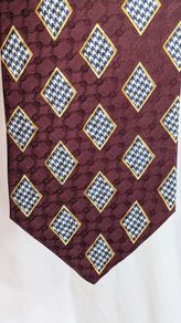 Christian Dior Monsieur Tie Burgundy Silk Geometric Handmade Designer