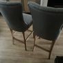 Pair of Grey Fabric Bar Stools / Counter Chairs Image 3
