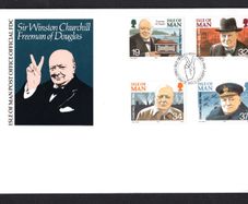 1990 Isle of Man 25th Death anniversary of Sir Winston Churchill Commemorative Stamps Addressed First Day Cover (FDC)