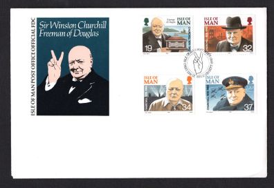 1990 Isle of Man 25th Death anniversary of Sir Winston Churchill Commemorative Stamps Addressed First Day Cover (FDC)