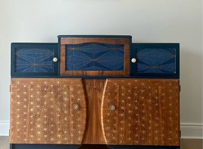 Summer sale! Vintage Walnut Gatsby Style Cocktail Bar