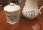 Le Bain Paris Porcelain Jug and Roses de Parfum Victor Vaissier Lidded Jar