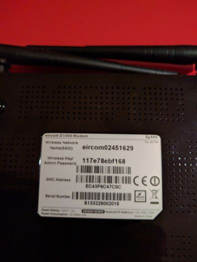 Eircom router D1000 modem