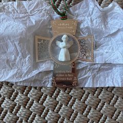 Newbridge ceramic and silver angel cross Christmas decoration