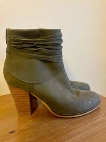 Mint Velvet Khaki Olive Suede Leather Ankle Boots Size 37 UK 4