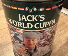 Jacks world cuppa. Tea bag tin from 1990. Ireland Eire Republic of Ireland.
