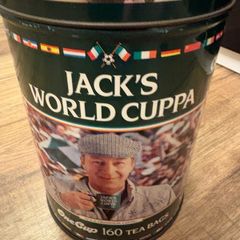 Jacks world cuppa. Tea bag tin from 1990. Ireland Eire Republic of Ireland.