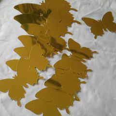 12 pc PVC Gold mirror effect butterfly wall stickers decoration