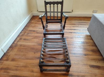 Ercol Windsor Easy Chair Model 445 1970s and footstool
