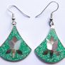 Vintage Alpaca Mexico Turquoise & Abalone Inlaid Silver Earrings Image 2