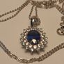 Natural Oval Sapphire, Zircon & Blue Appetite Halo Cluster Pendant Image 8