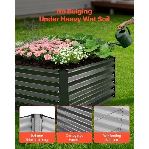 2 Pack Galvanized Raised Garden Beds, 2030 x 1020 x 460 mm, Rectangular Metal Planter Boxes Kit Outdoor, Elevated Planting Box with Gloves, Alu-Zinc, for Growing Flowers Vegetables, Dark Gray