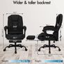 Massage Office Chair for Home Office, Desk Chair 77 cm High Back 150 Recliner Tilt Function Padded Swivel Fabric Black Image 3