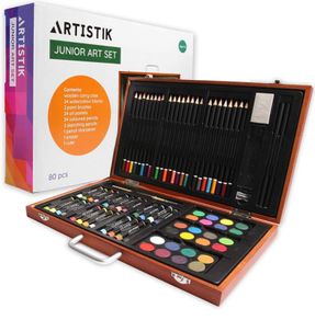 (80 Piece) Deluxe Art Creativity Set and Professional Art Set Box for Colouring Beginners, Great Gift For Artists, Adults Teens, and Children (FREE POSTAGE)