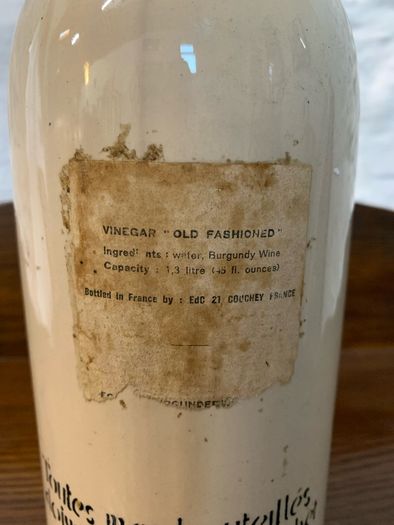 Vintage French Vinegar Stoneware Bornier Bottle.