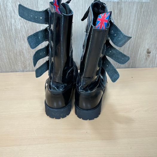 Alpha Rangers 14 Hole Black Combat Boots Buckle Gothic Biker Size UK 6 EU 40