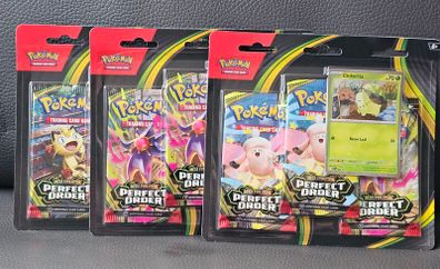 Pokemon TCG Mega Evolution Perfect Order 3 Pack Blister Pack Brand New Sealed