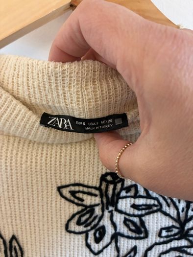 Hand embroidered Zara knit top