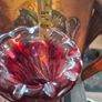 Large Heavy Mid-Century Chribska Glass-works Cranberry Art Glass Vase designed by Josef Hospodka and features a distinctive twisted silhouette with a cased glass finish Image 4