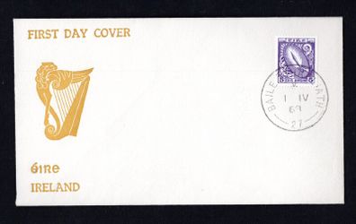 1968 Ireland 5d Photogravure Printing Second Definitive Series Illustrated First Day Cover (FDC) with Baile Atha Cliath (Dublin) cancel