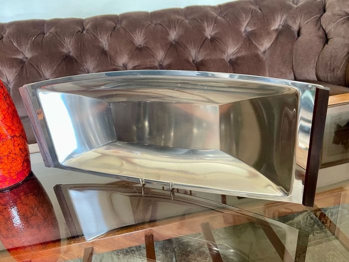 Mid Century Modern Stainless Steel Canoe Tray Danish Lundtofte DKF 1960s