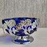 Cobalt blue glass & chrome dish Image 3