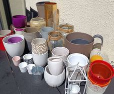 Various sizes flower pots ceramic, glass, plastic, metal