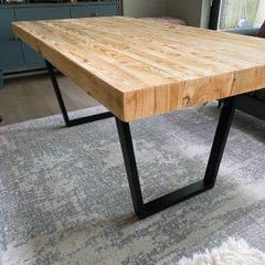 Solid Reclaimed Pine Industrial Style Dining Table 180cm