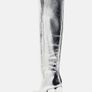 Zara Leather Block Heel Knee-high Boots Silver Image 5
