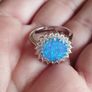 Silver 925 Cluster Ring with Lab Blue Opal CZ. Image 3