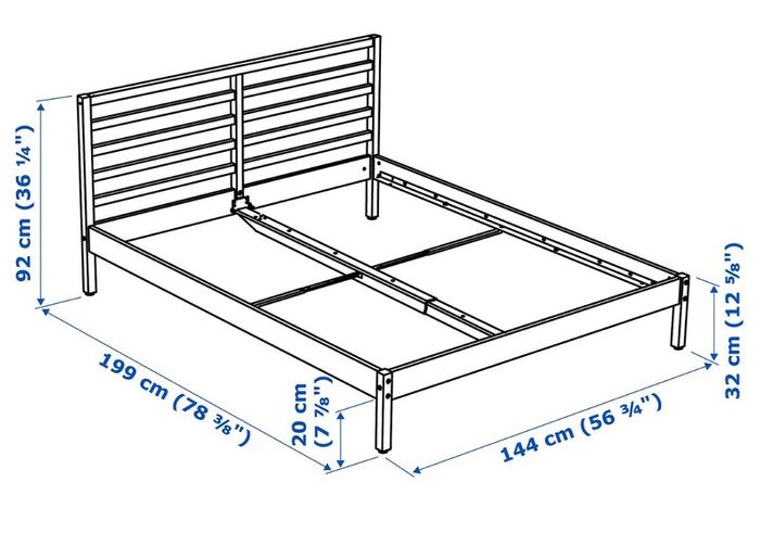 Solid pine double bed and mattress base