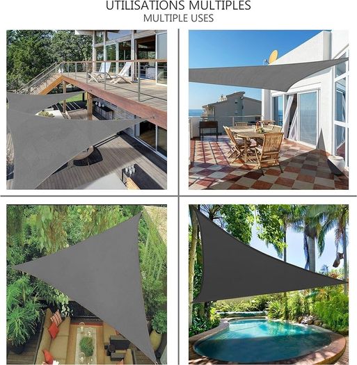 NEW SALE | Sun Shade Sail Triangle 3.6x3.6x3.6m with Fixing Kit, HDPE, UV-Protection Breathable Awning Canopy for Garden Outdoor Patio, Grey