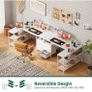 120cm Corner Desk with Drawers, Reversible L shaped Computer Desk with Power Outlet Image 4
